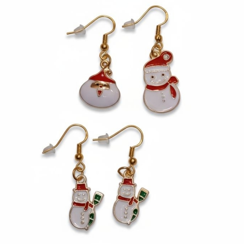 NWT Bundle of Two Pairs of Adorable Gold Dangling Christmas Earrings!!